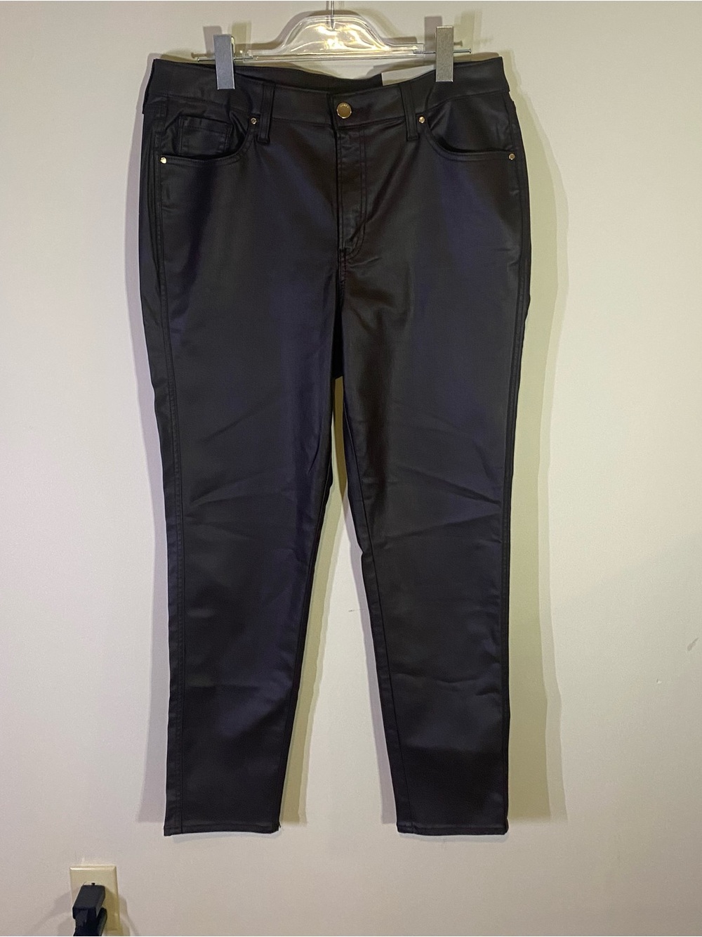 Chico's Brown Denim Coated Pants Women’s Size 14R - Picture 2 of 10